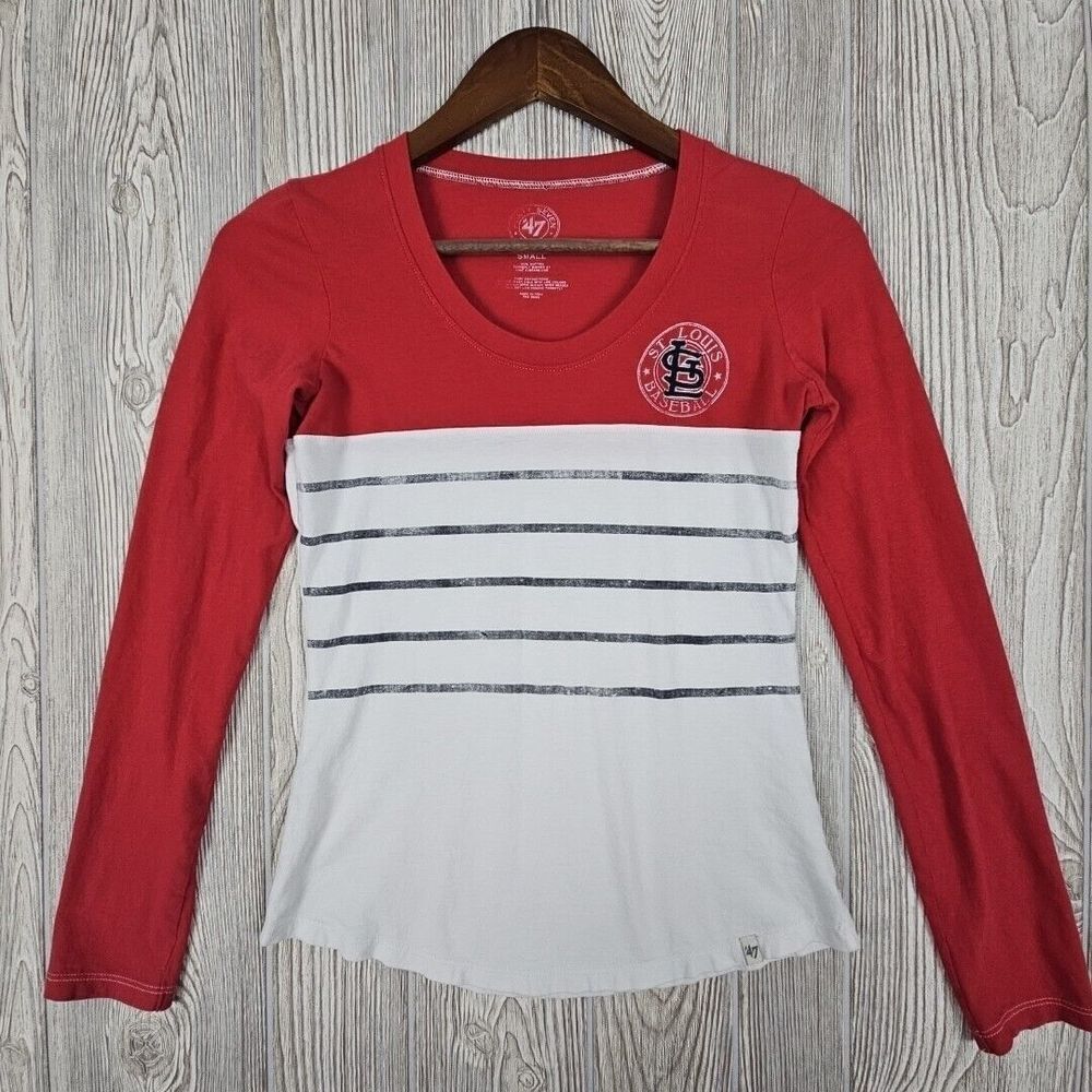 St. Louis‎ Cardinals Shirt Women's Small White Red Long Sleeve Baseball 47 Brand